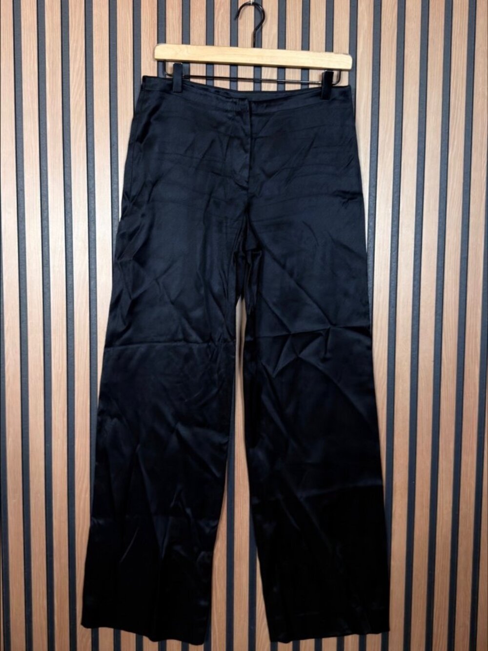 Helmut Lang Pants 2 Women Black Acetate Twill Shimmer Straight Trousers